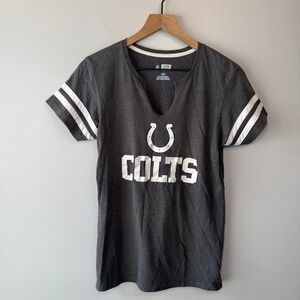 NFL Team Apparel Indianapolis Colts Women's V-Neck T-Shirt Gray Size Large